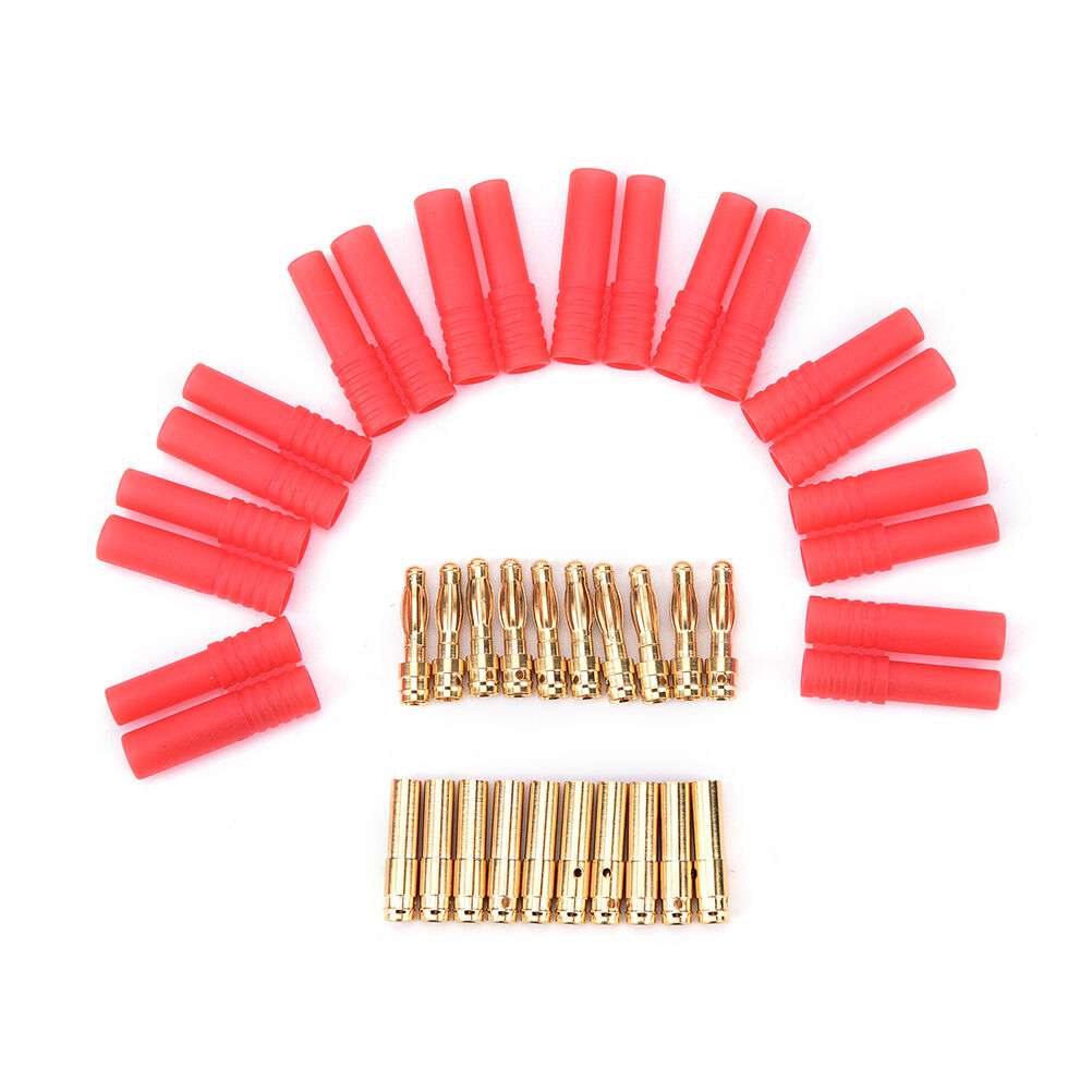 10pack HXT 4mm bullet banana plugs with red housing for RC connector AM-1009C Rf