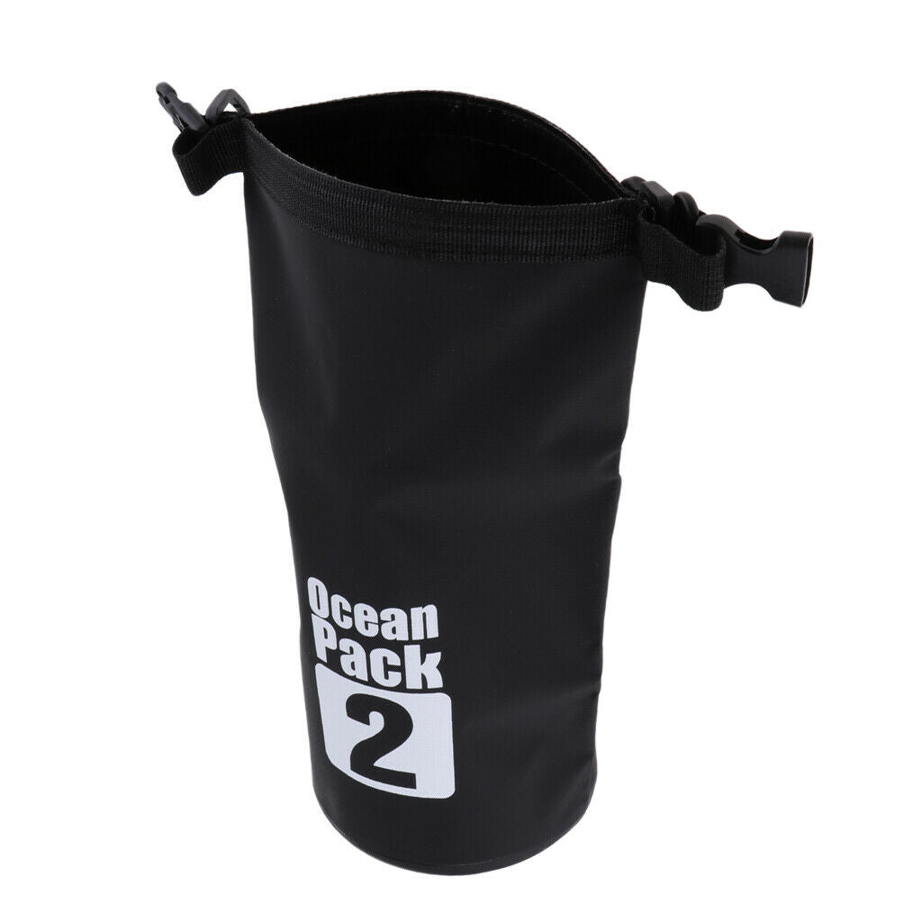 2X 2L PVC Waterproof Dry Bag Sack for Canoe Boating Kayaking Floating Black