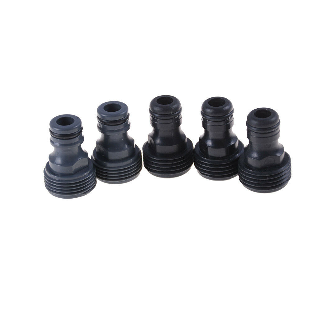 5x Plastic Garden Tap Hose Pipe Connector Male Screw 3/4" BSP Adaptor 26m BK