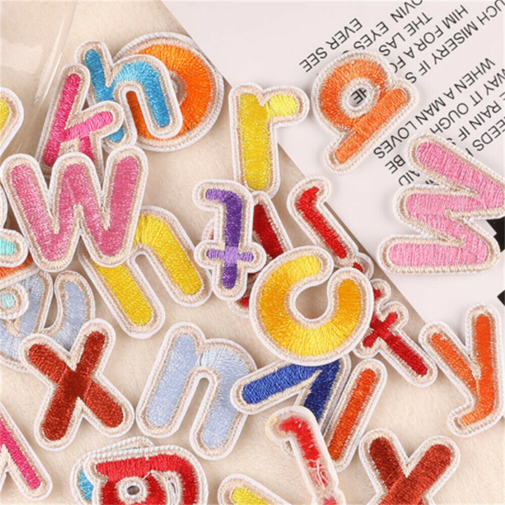 26 Mix Lot Sew On Patches Fabric Letters For Crafts Art Decors Alphabet A to Z