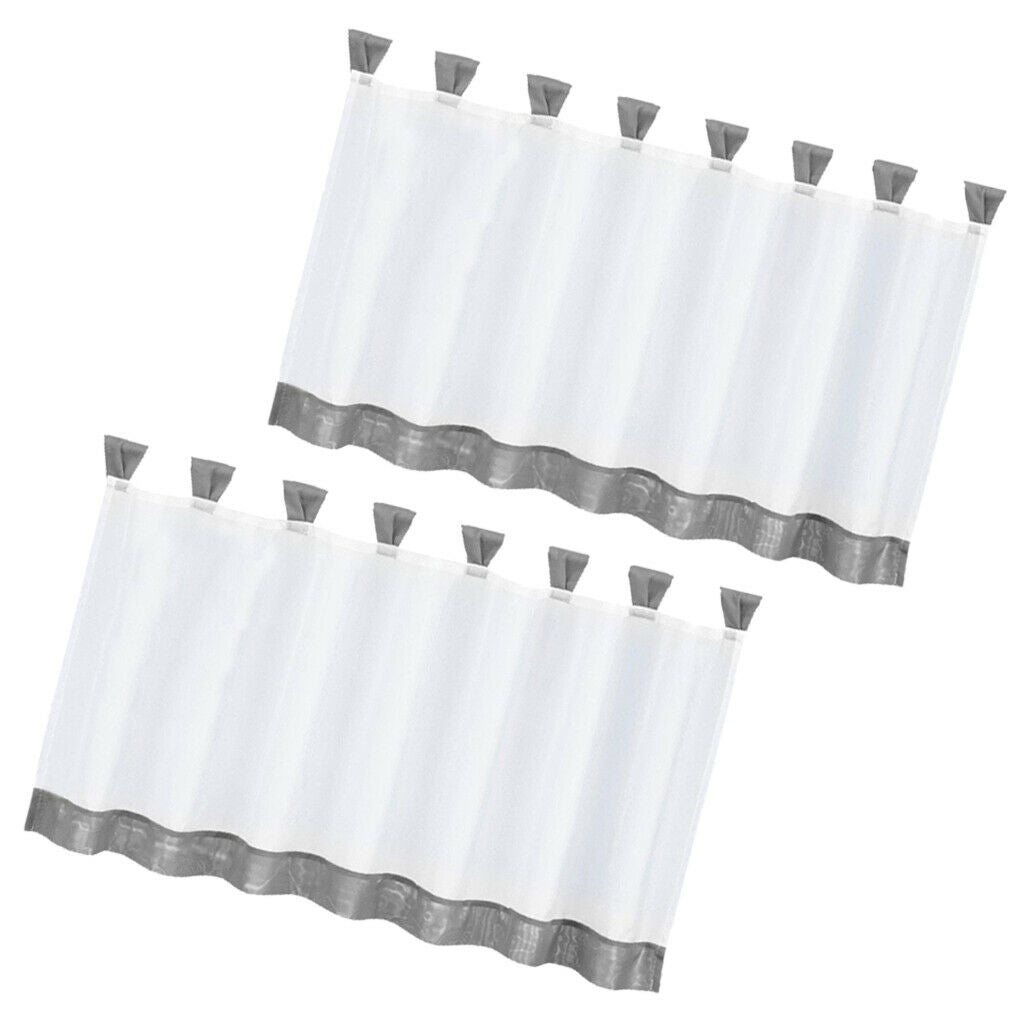 2Pcs Cafe Curtain Window Sheer,Window Valance Drape Voile
