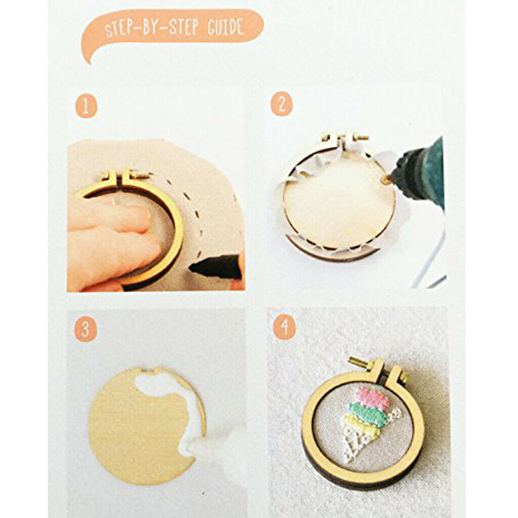 40 Sets Round Embroidery Hoop Wood Frame for Pendant Jewelry Making DIY Sewing