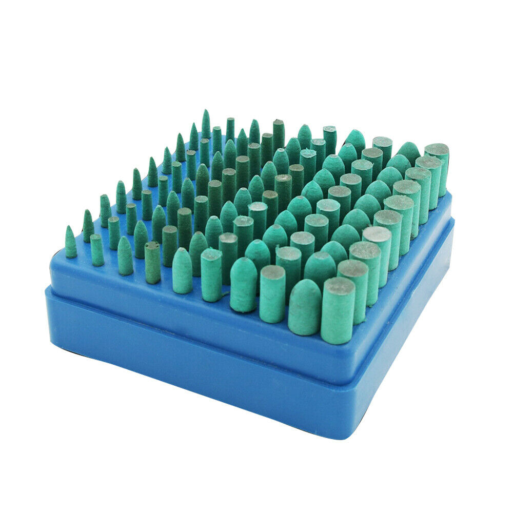 100pcs Shank Rubber Head Abrasive Grinding Mounted Point Polishing Rotary Tools