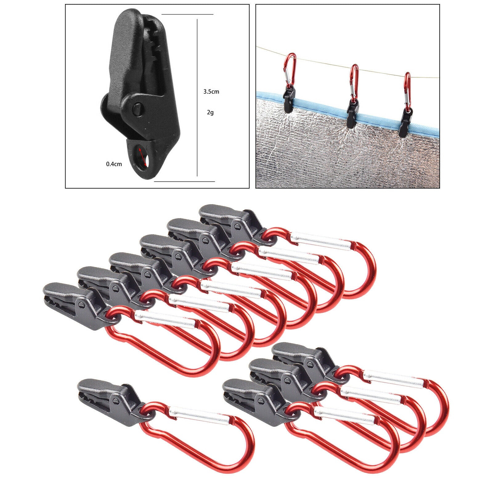 10x Tent Tarp Clips Tarpaulin Clamps Camping Hiking Canopy Carabiner Awnings