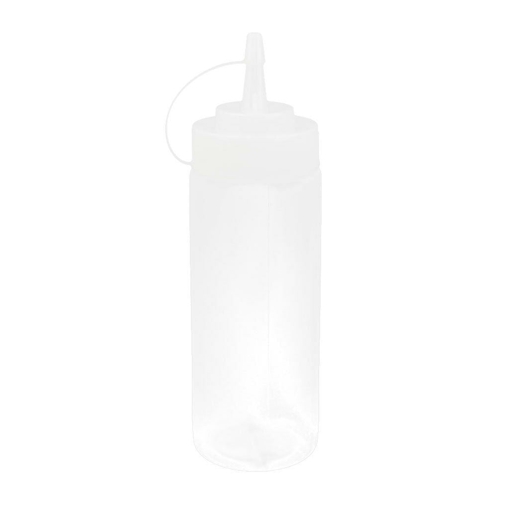 12oz Clear Plastic Squeeze Bottle Condiment Ketchup Mustard Dispenser w/ Cap
