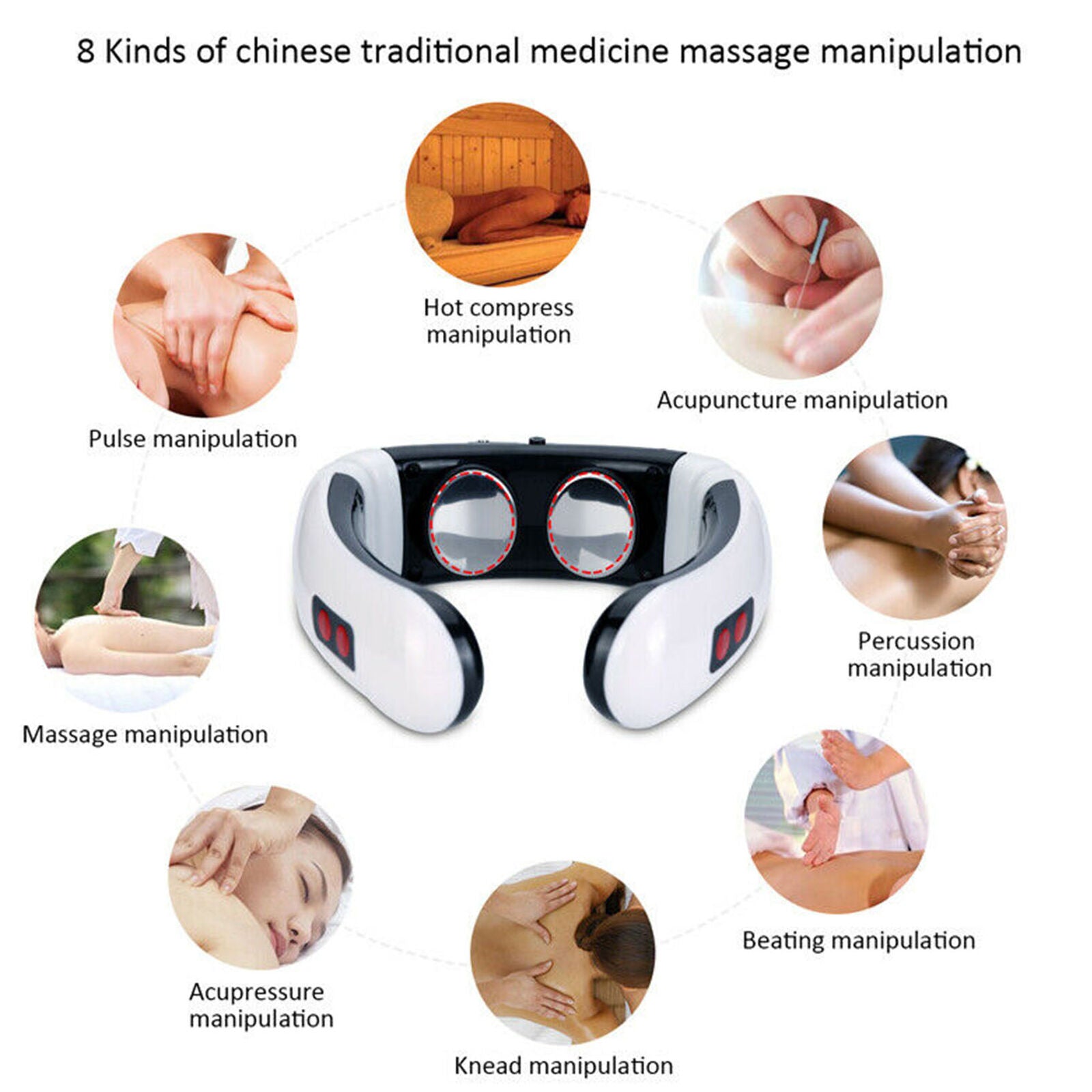 Back Neck Massager Electric Pulse Far Infrared Heating Pain Relief Health Relax