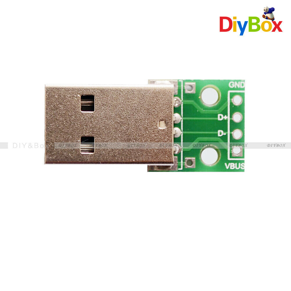 5PCS USB Male to 2.54mm DIP Adapter Converter Board 4 Pin PCB DIY Power Supply