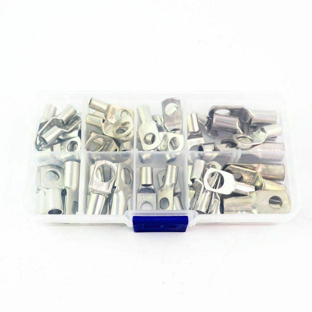60PCS Wire Terminals SC Tinned Copper Lug Ring Wire Connectors Bare Terminals