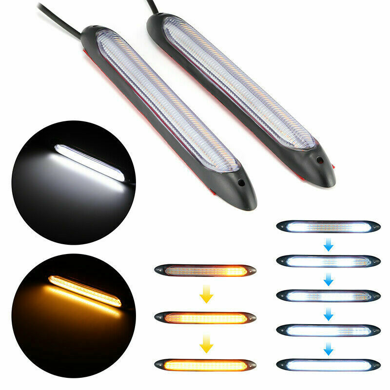 2x 6" DRL LED Headlight Strip Light Daytime Running Sequential Turn Signal Lamp