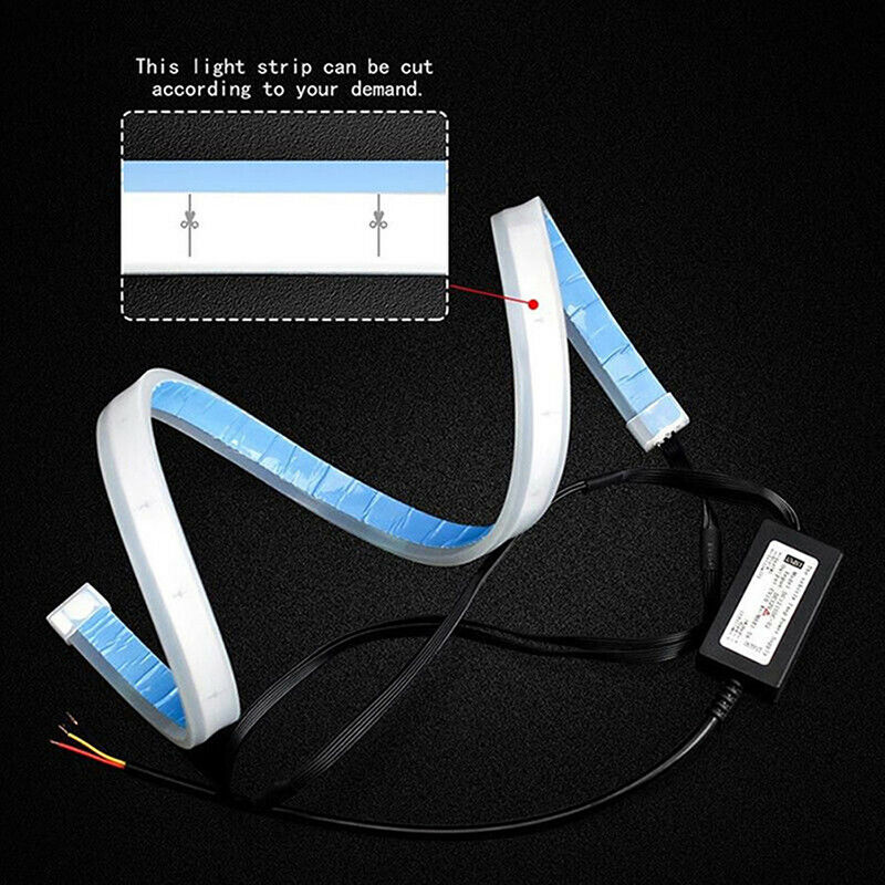 2X 45cm LED Switchback Headlight Sequential DRL Light Strip Tube Blue&Yellow Xz