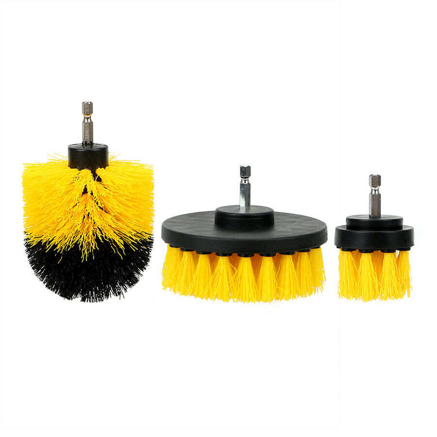 3PCS Round Electric Bristle Drill Brush Tub Rotary Cleaning Tool Set Attachment