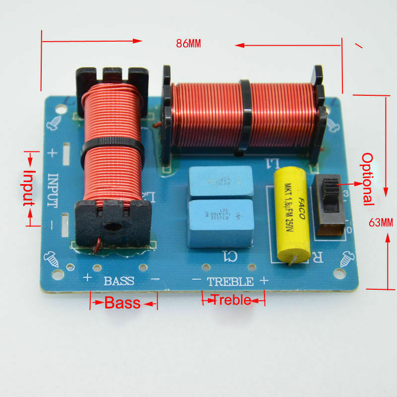 2 X 2-way Audio Speaker Frequency Divider Module Bass Control Module for