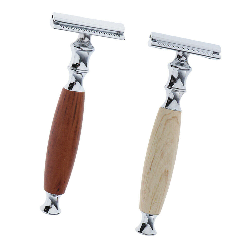 2x Traditional Manual Safety Razors Double Edge Shaver Salon Barber Tool