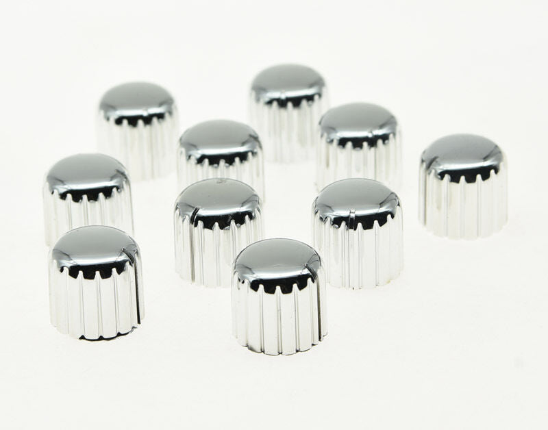 10x Plastic Guitar AMP Amplifier Knobs Knurled Pointer Knob Chrome 18x17mm