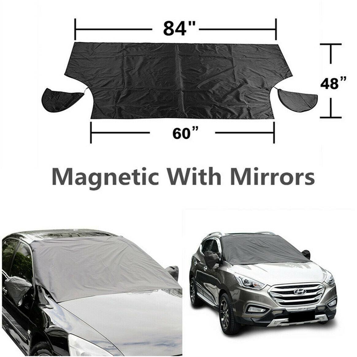 1x Car Offroad Windshield Glass Snow Cover w/Magnetic Edges + Mirror Snow Covers