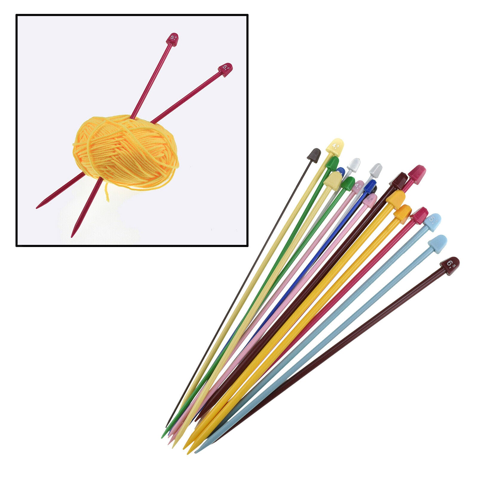 20Pcs Knitting Needles Set Colored Single Pointed Weaving Tool for DIY Hats