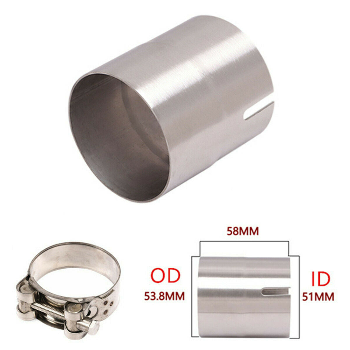 51mm ID to 54mm OD Motorcycle Exhaust Pipe Convertor Adapter Reducer Connector