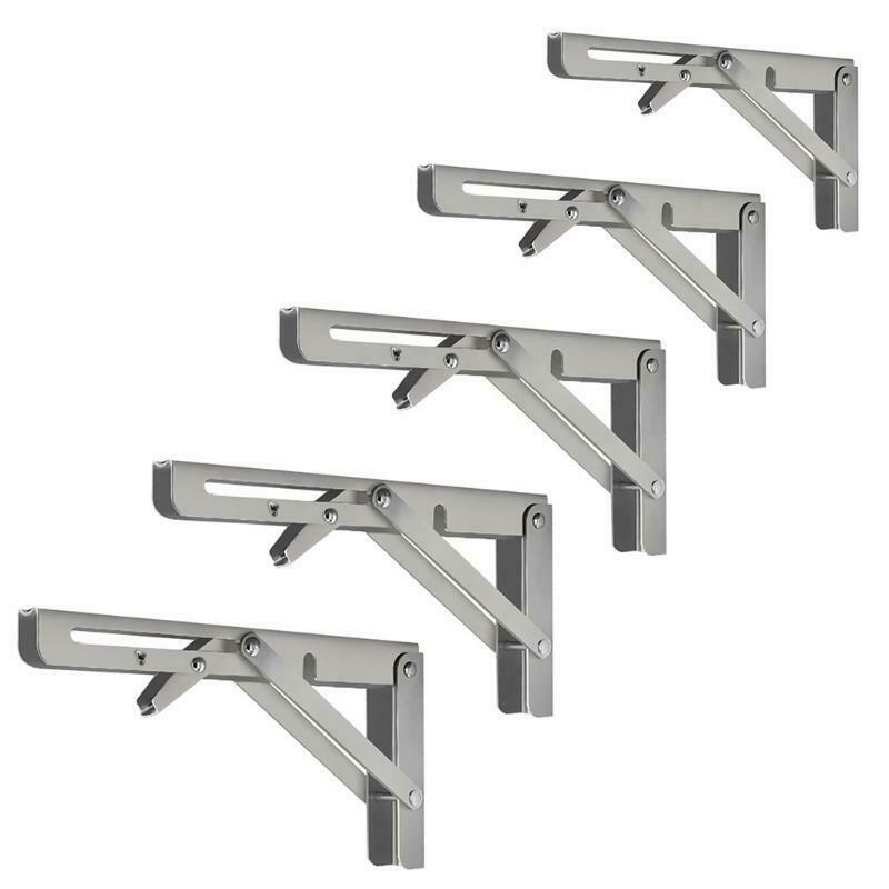 1 Pair Reinforced Folding Shelf Brackets 8-18inch Stainless Steel Bracket