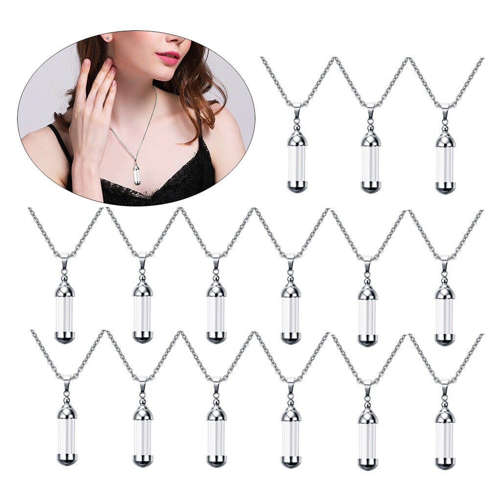 15x Steel Glass Openable Tube Urn Ash Pendant Necklace for Ashes Hair Casket