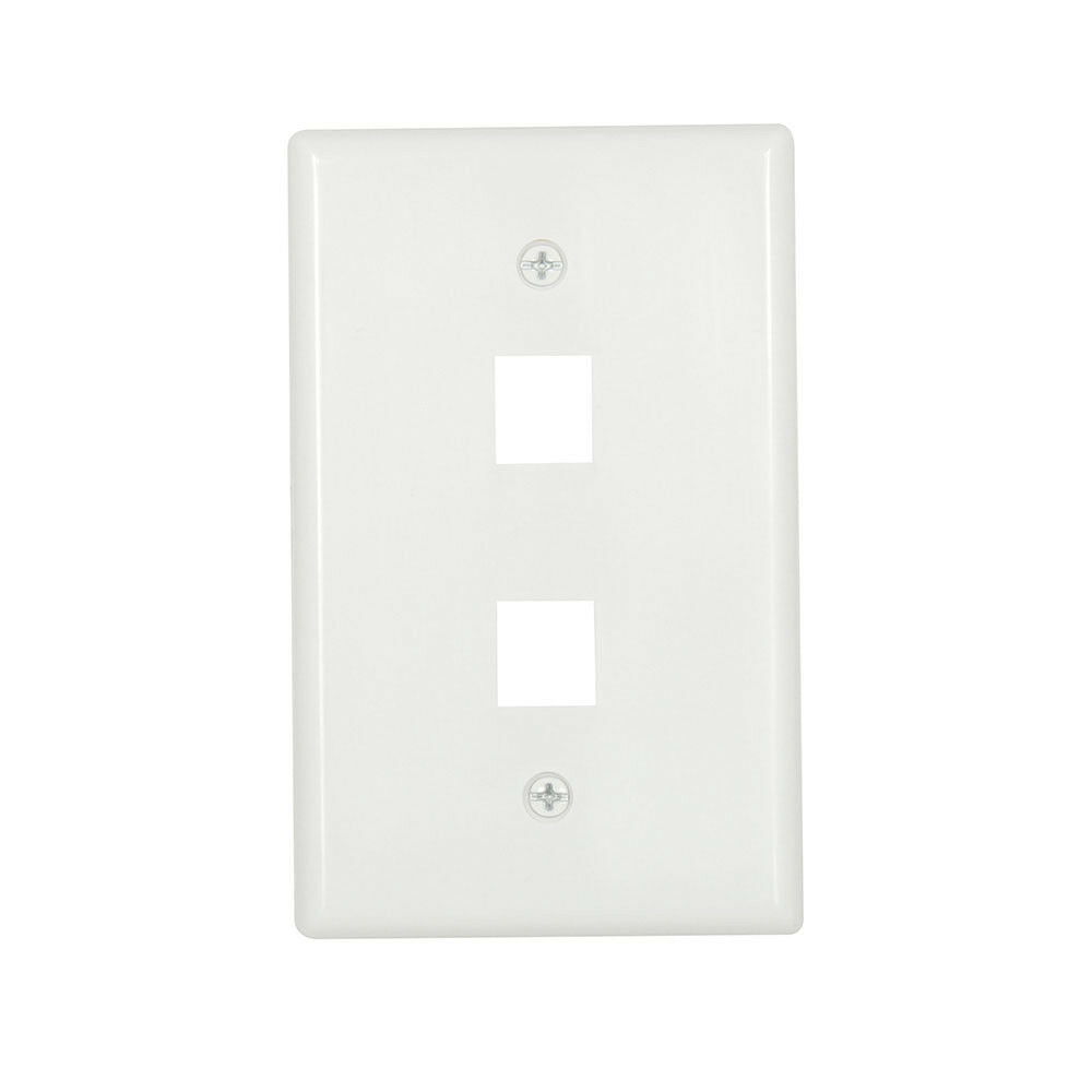 1pcs - ETON 5520W-MSP Wallplate 2 Port Modular Mid Size White 1-Gang
