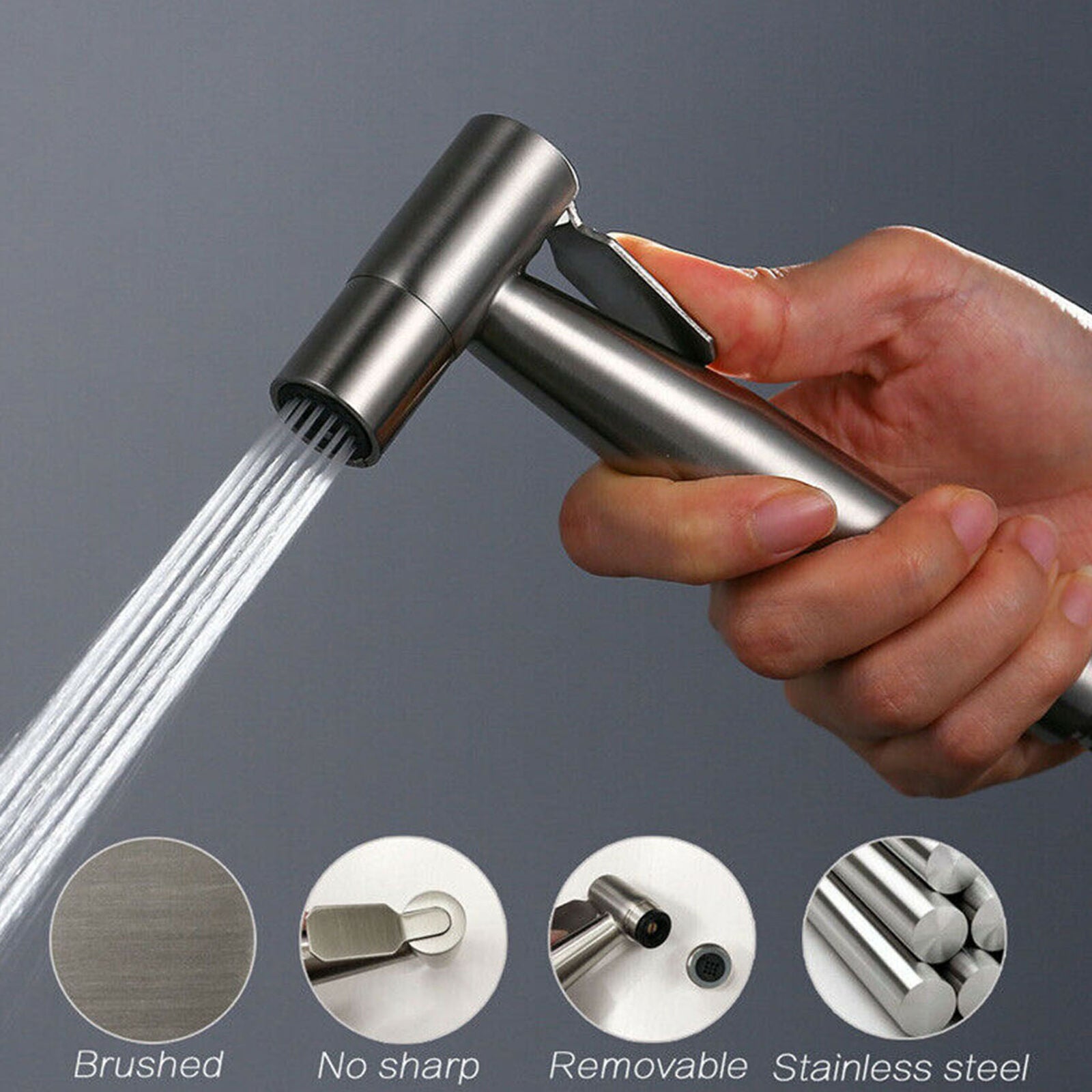 Shower Head Douche Bidet Toilet Spray Hand Held Hose Clean Sprayer Kit Chrome
