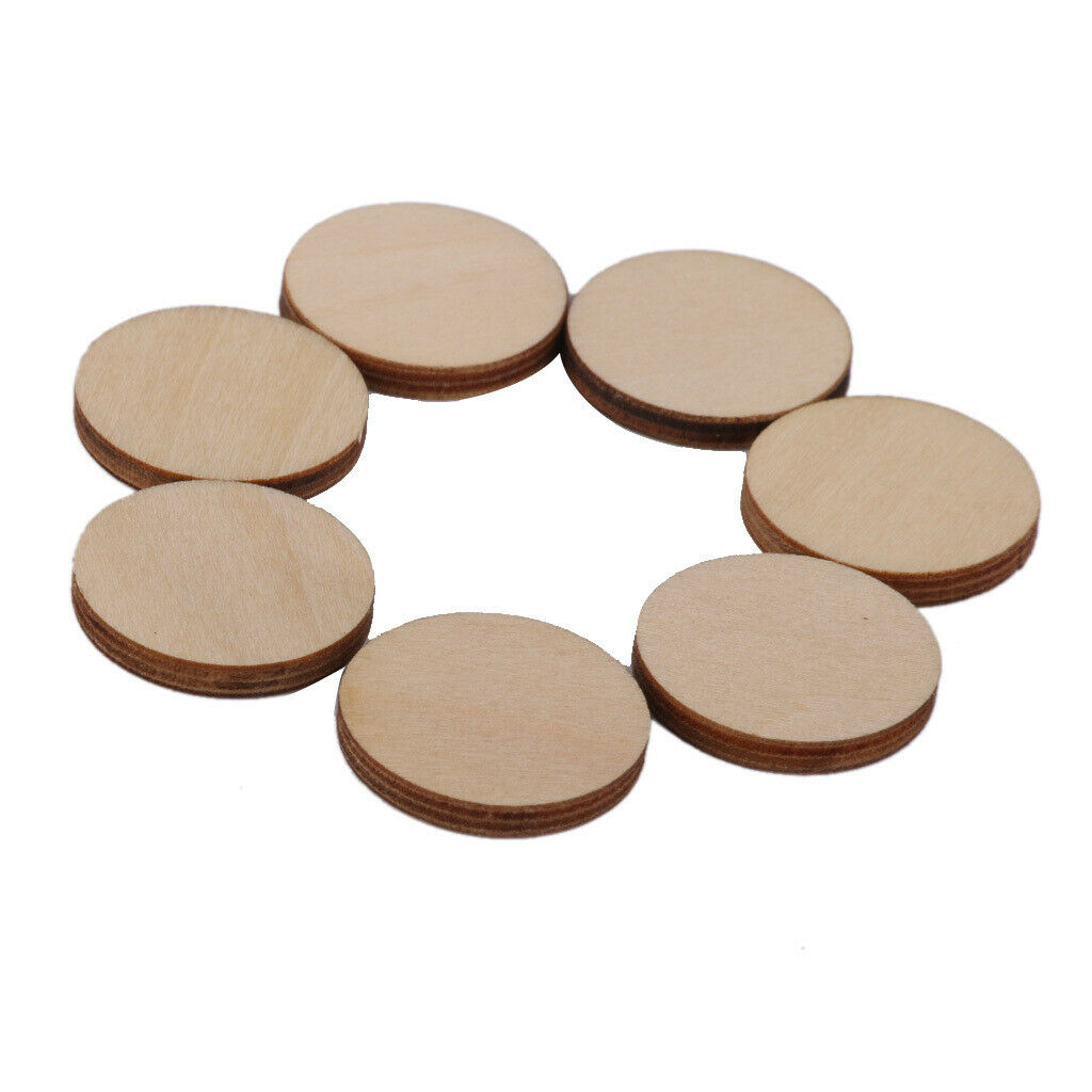 4X Set of 100 Unfinished Wooden Round Discs Slices Scrapbooking DIY Buttons