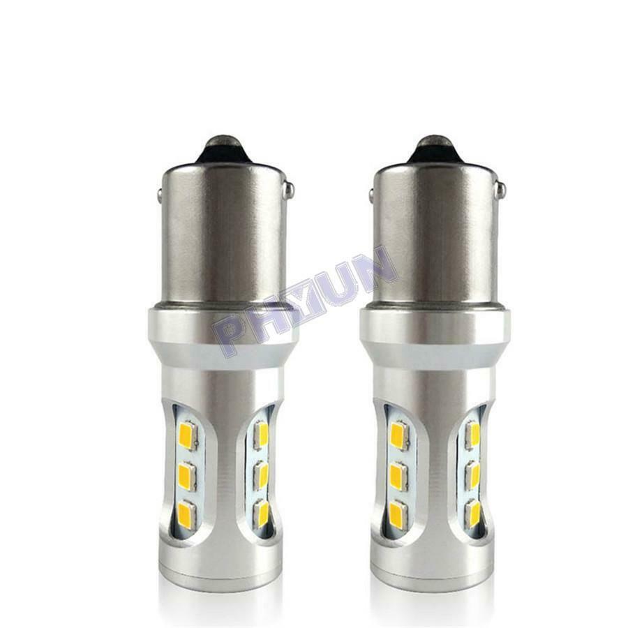 2x White LED Car Tail Light Bulbs 1156 BA15S Brake Lamps DRL Rear Parking Bulbs