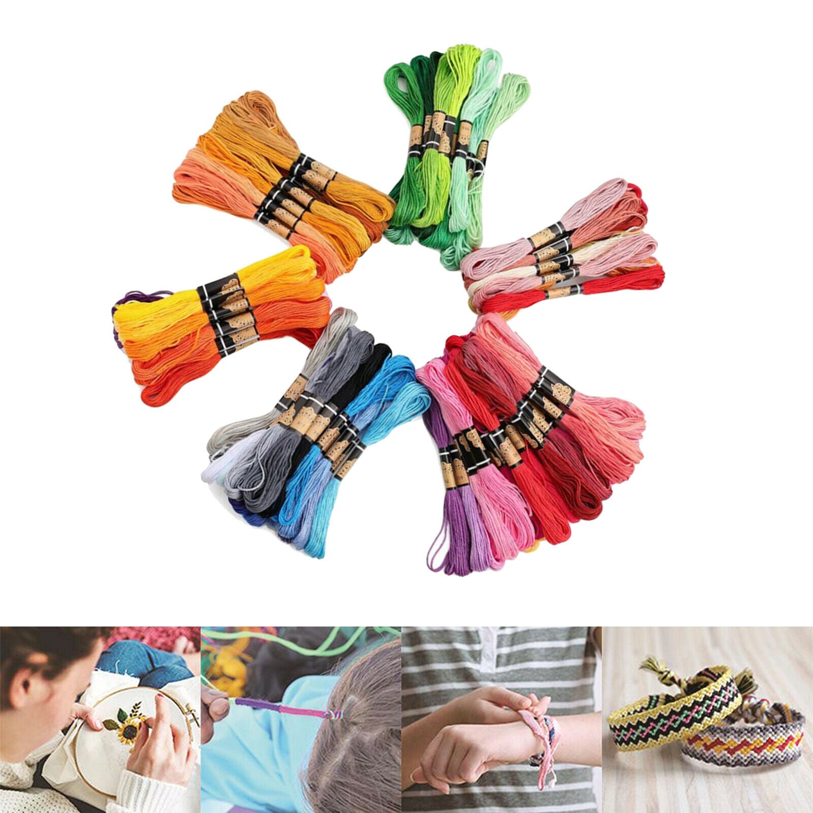 100 skeins Embroidery Thread Stitchwork Floss String Rug Tassels Beginners