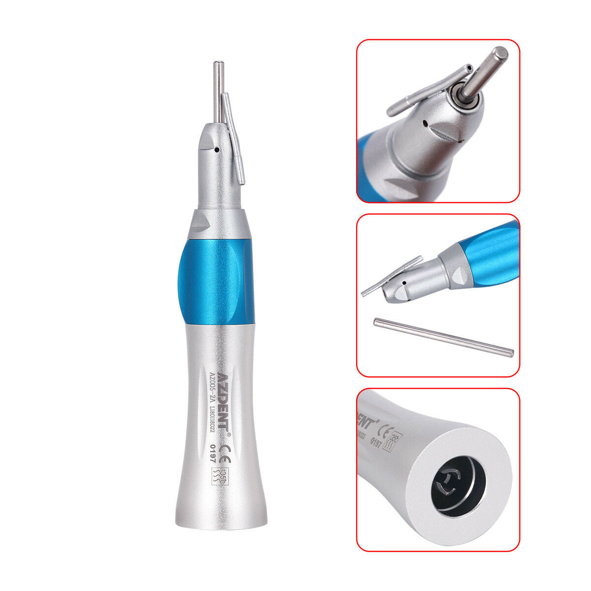 2pcs Dental Surgical Straight Nose Cone Handpiece 1:1 External Irrigation Pipe