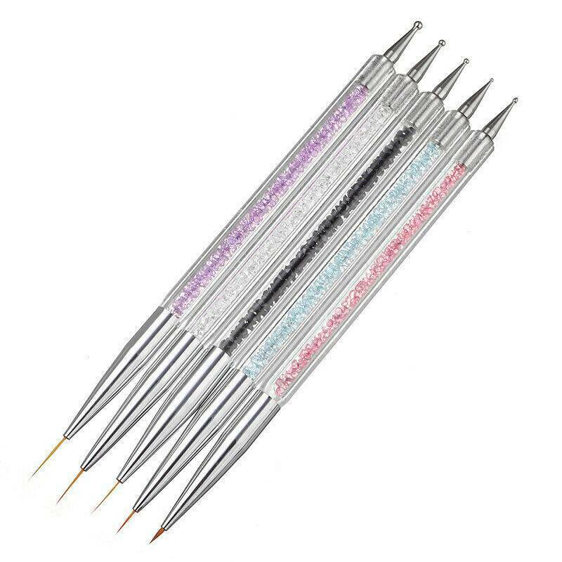 5X Nail Art Pen 2-Way Dotting Drawing Painting UV Gel Liner Polish Brushes Hot