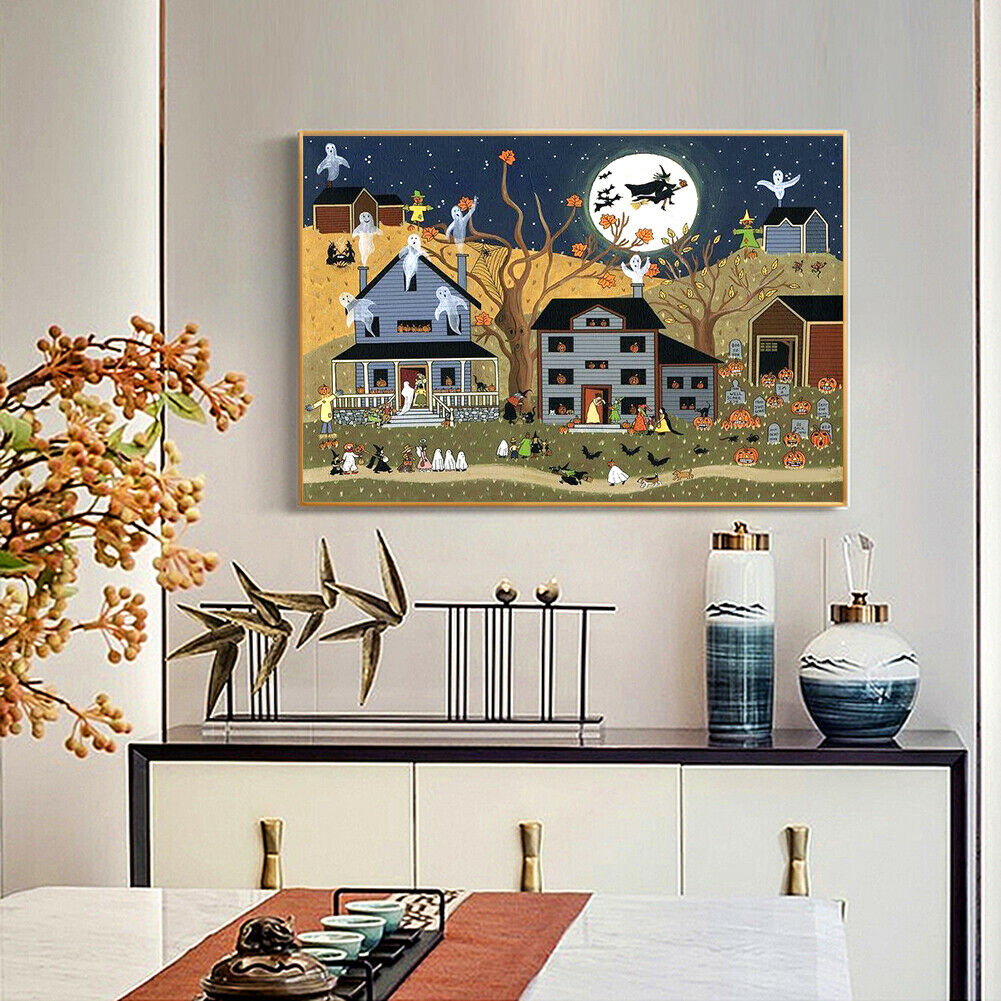 5D DIY Full Round Drill Diamond Painting Halloween Mosaic Rhinestone Draw Decor