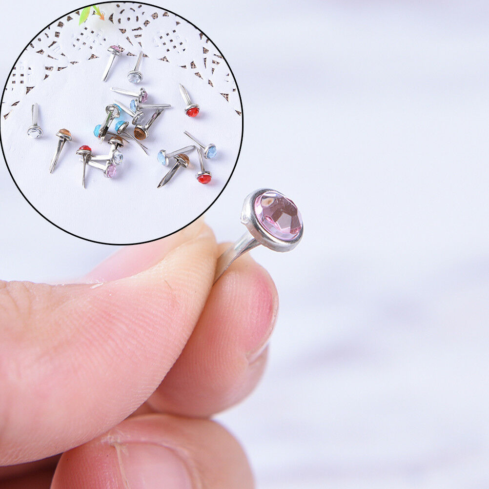 20x Scrapbooking Card Making Diamond Mini Pastel Stamping Round Brad DI.l8