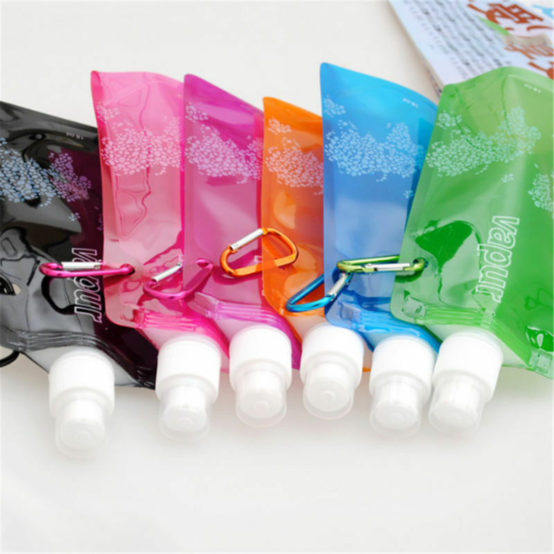 1pc Outdoor Sports Reusable Water Bottles Collapsible Flexible Foldable Ice Bag