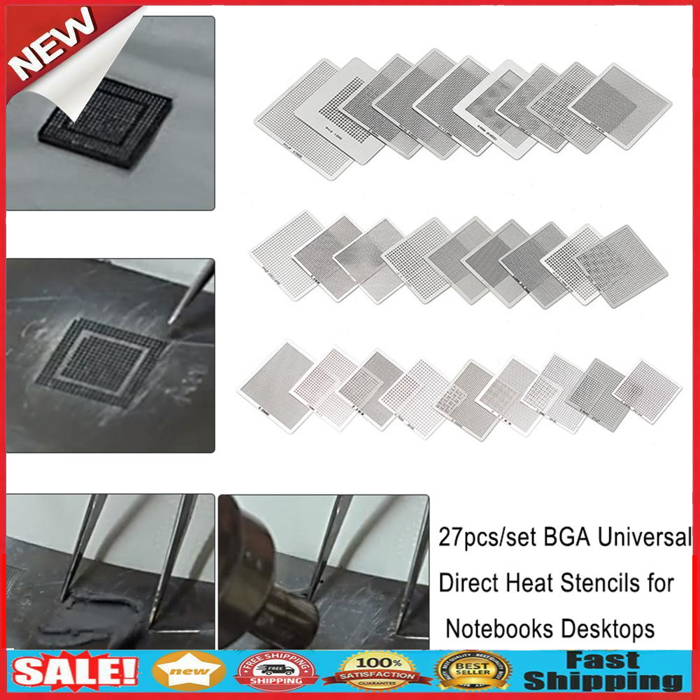 27pcs/set BGA Universal Direct Heat Stencils for Notebooks Desktops @