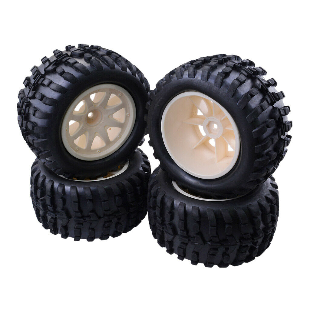 4Pcs 1/10 RC  Monster Truck Wheel And Tire Set Rubber Tyres And Plastic Wheels