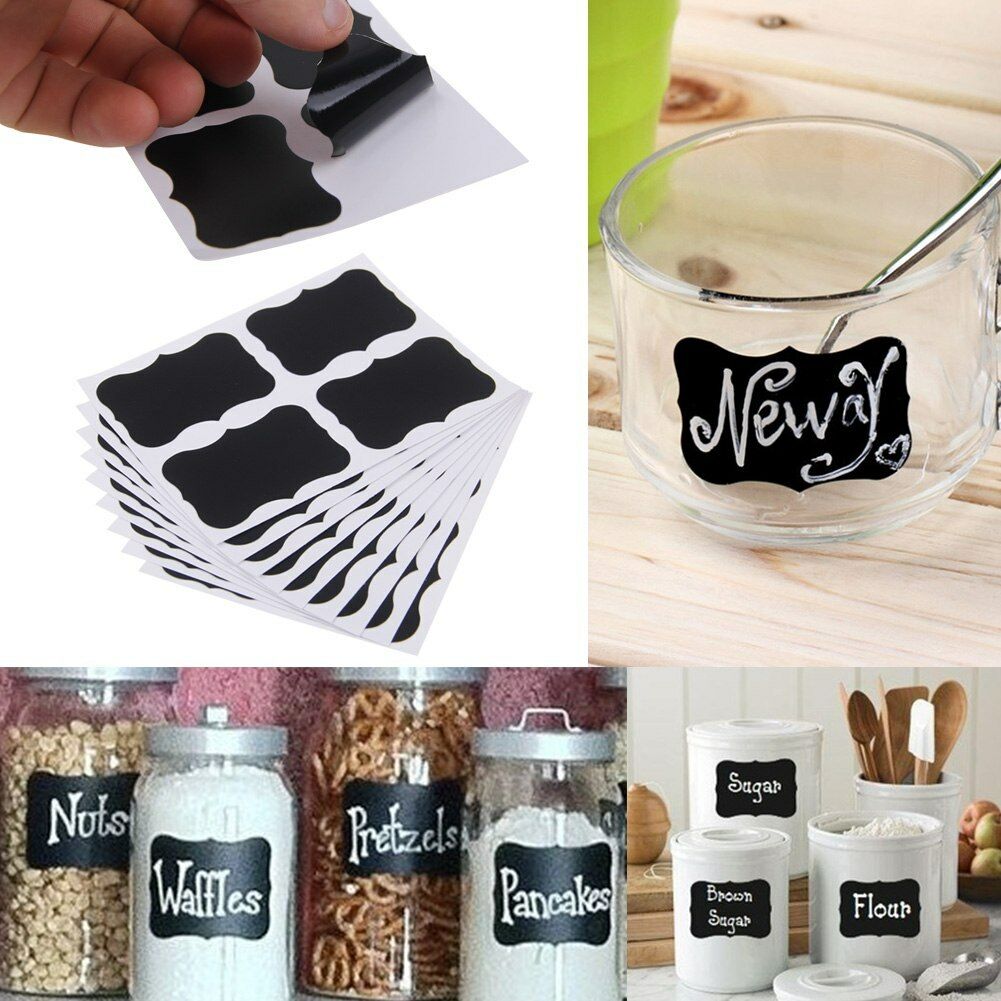 36Pcs Chalkboard Blackboard Stickers Decals DIY Craft Home Kitchen Jar Labels