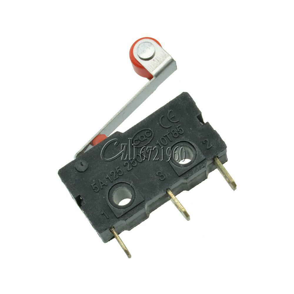 10Pcs Normally Open Roller Lever Arm Close Limit Switch Micro KW12-3