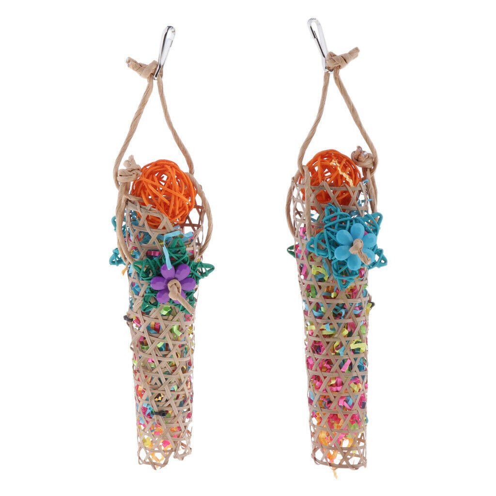 2 Packs Birds Parrots Chew Rattan Toys Parrots Forgaing Toys Bird Cockatoo