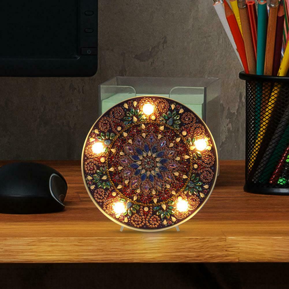 Mandala DIY Special Shape Full Drill Diamond Painting LED Light Night Lamps @