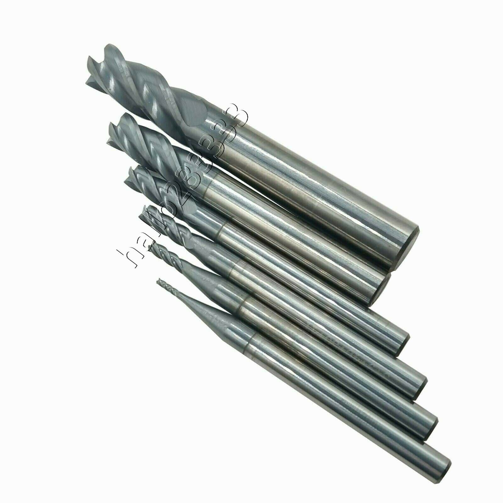 7Pcs HRC60 4 Flutes Tungsten Carbide End Mill Set Milling Cutter Tool 1mm-8mm