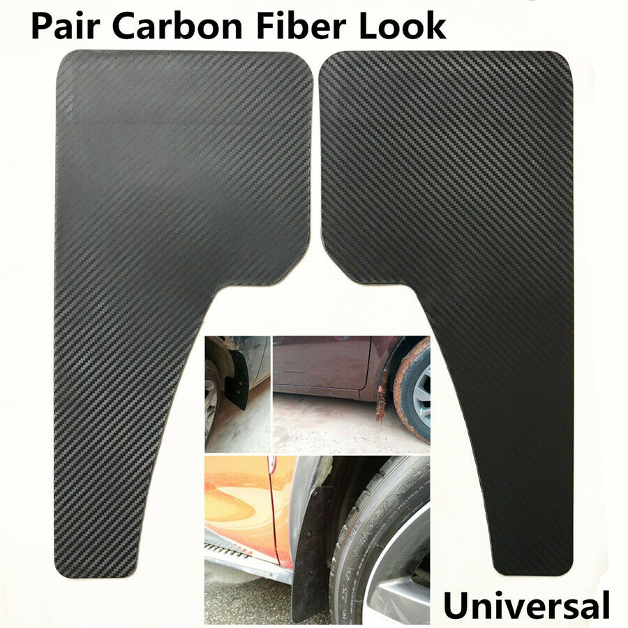 2 Pcs Universal Car Truck Plastic Mudguard Front Rear Wheel Carbon Filber Look
