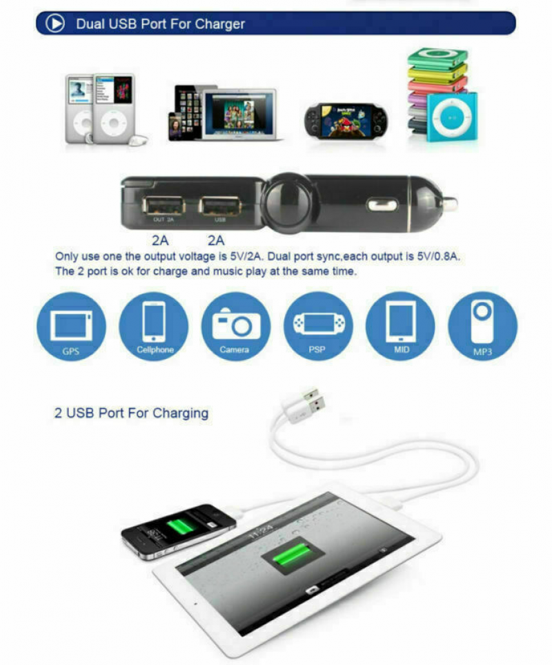 Mp3 Player Lcd Black Wireless Bluetooth Bluetooth Hands-Free Car Usb Charger Kit