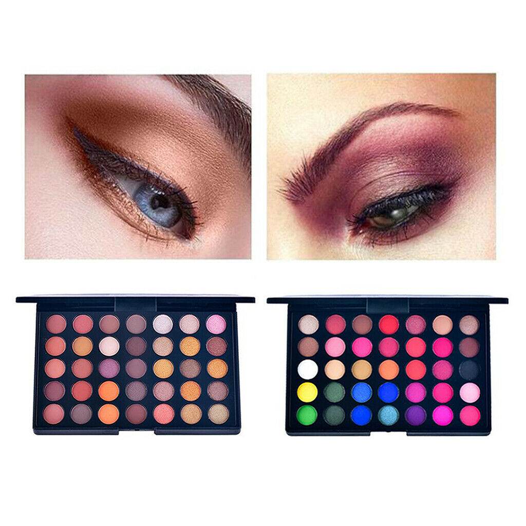 2 Pieces Professional 35 Colors Eyeshadow Palette Pallete Waterproof Gifts