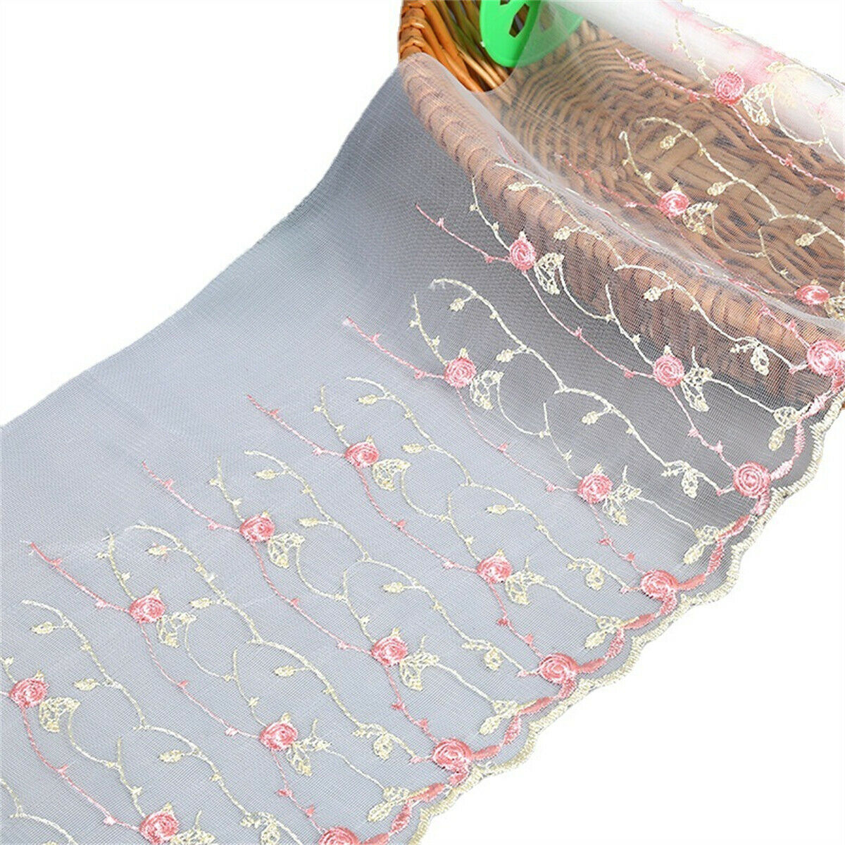 1 Yard Pink Embroidery Lace Dress Skirt DIY Accessories Trimming Sewing Applique