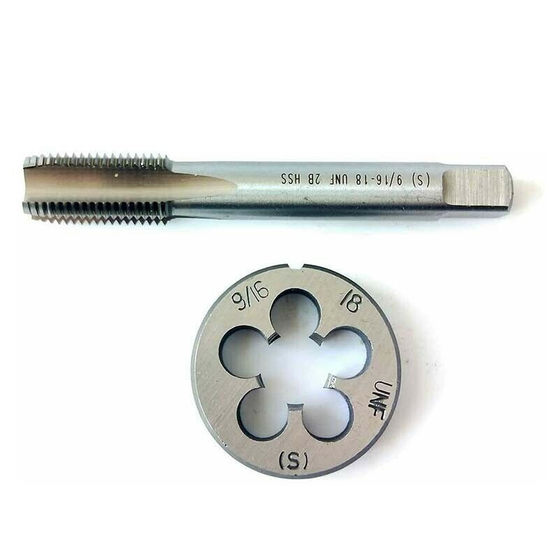 9/16-18UNF HSS Tap and Die Set,Thread Tap+Round Thread Die Right Hand HSS Taper