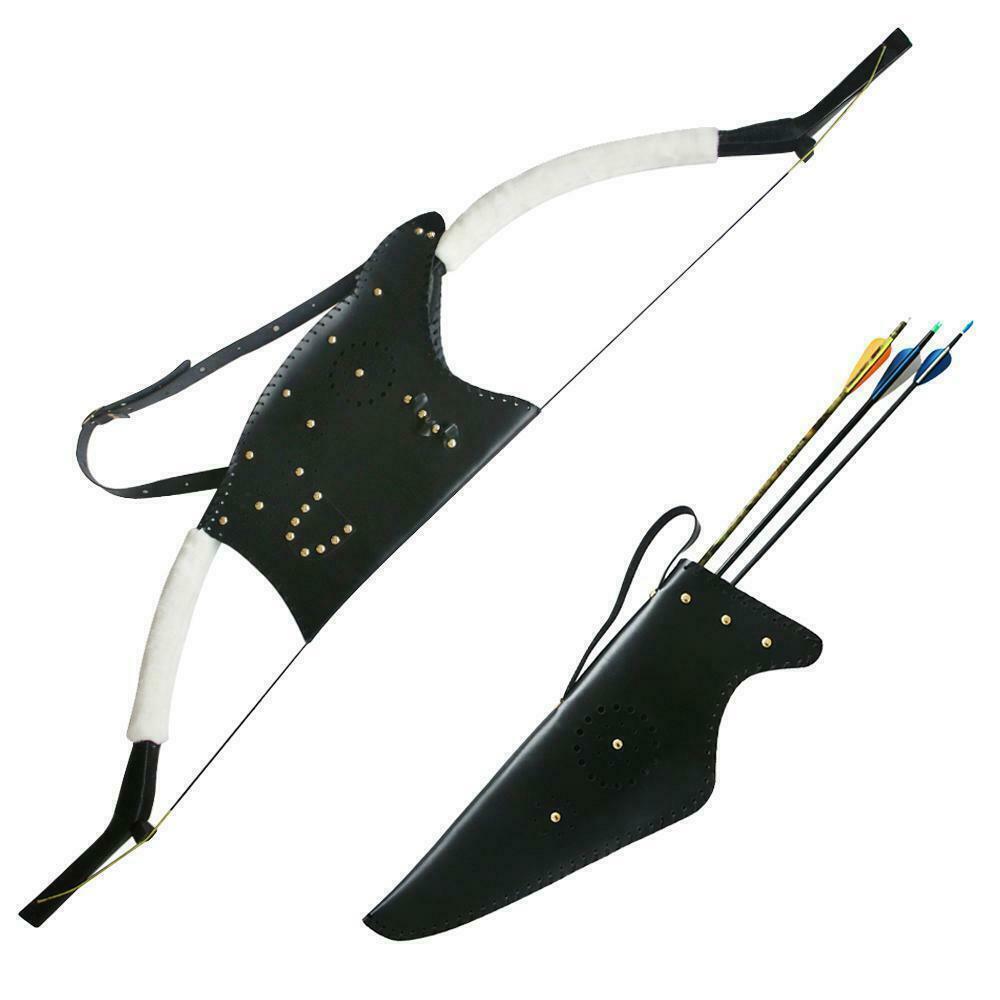 Leather Bow Bag Holder & Arrow Quiver for Traditional Recurve Bow Outdoor