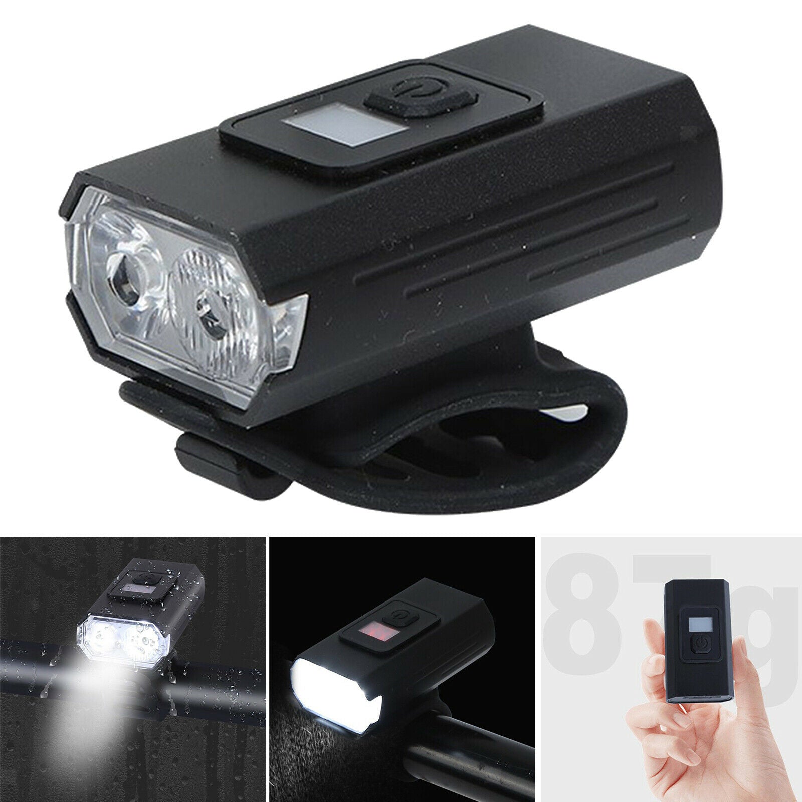 Super Bright USB Rechargeable Bike Light Set, Bike Headlight with 6 Brightness