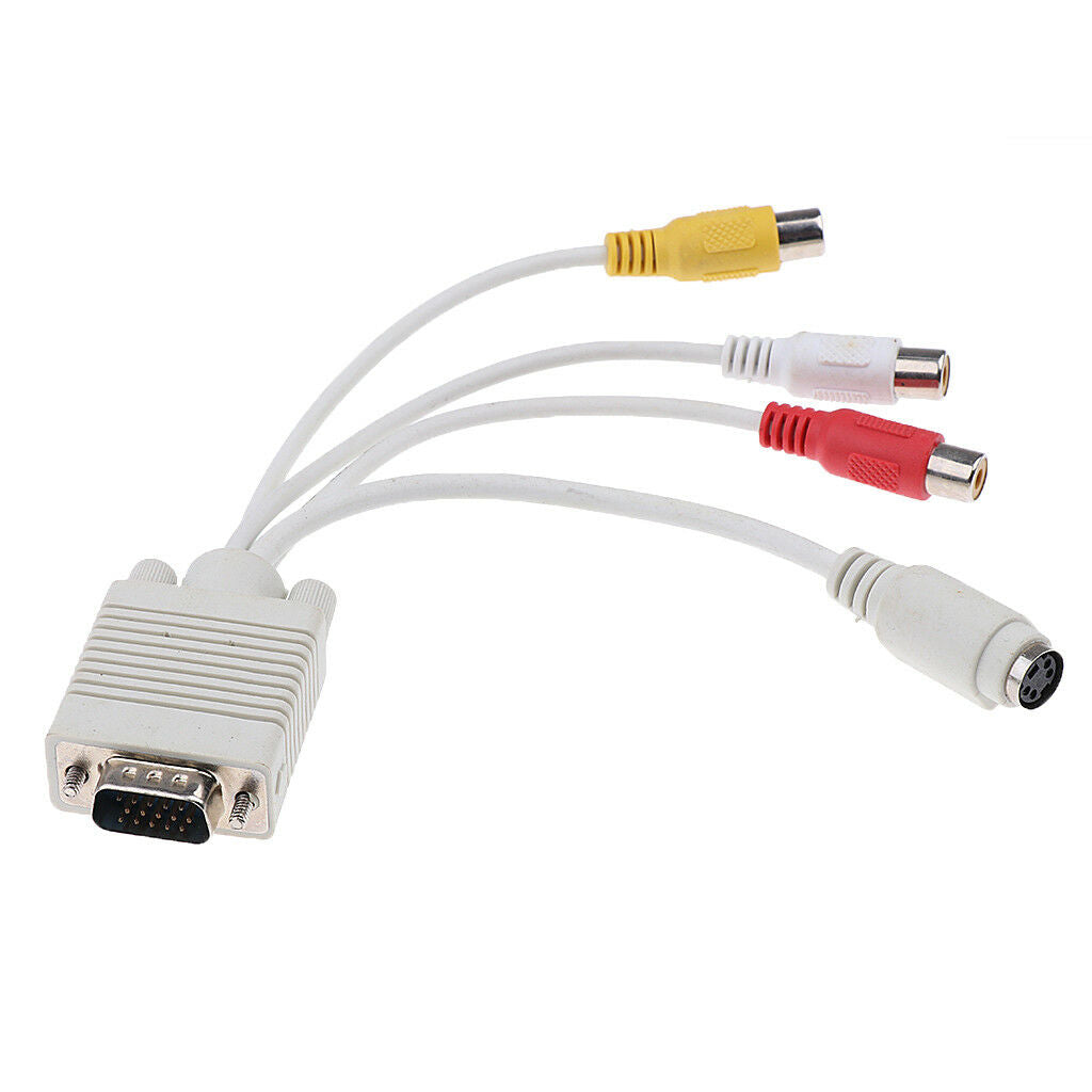 VGA Male to S-Video 3 RCA Female Video Cable AV TV Adapter Converter for PC