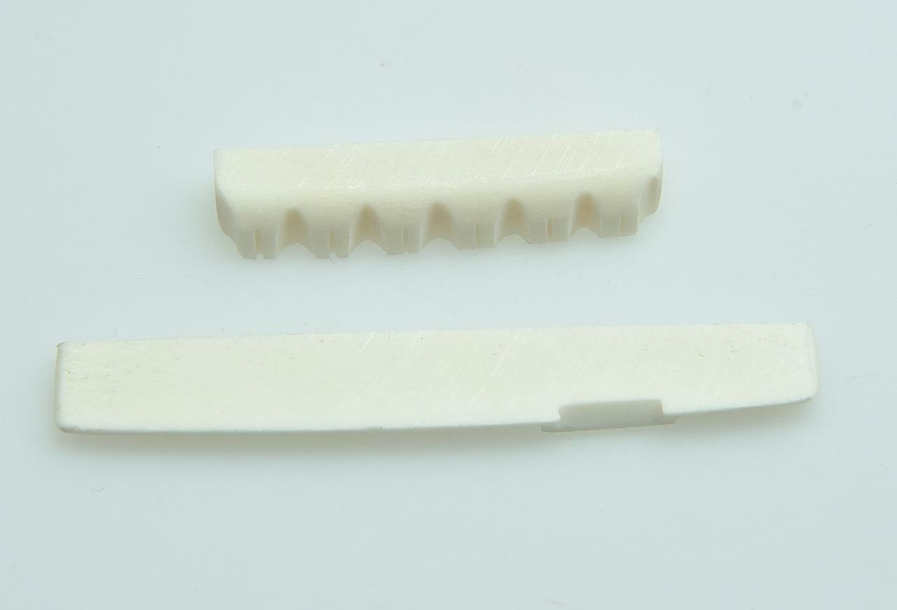 Set of Pure Bone Nut and Saddle and Bridge Pins w/ Shell Dot for Acoustic Guitar