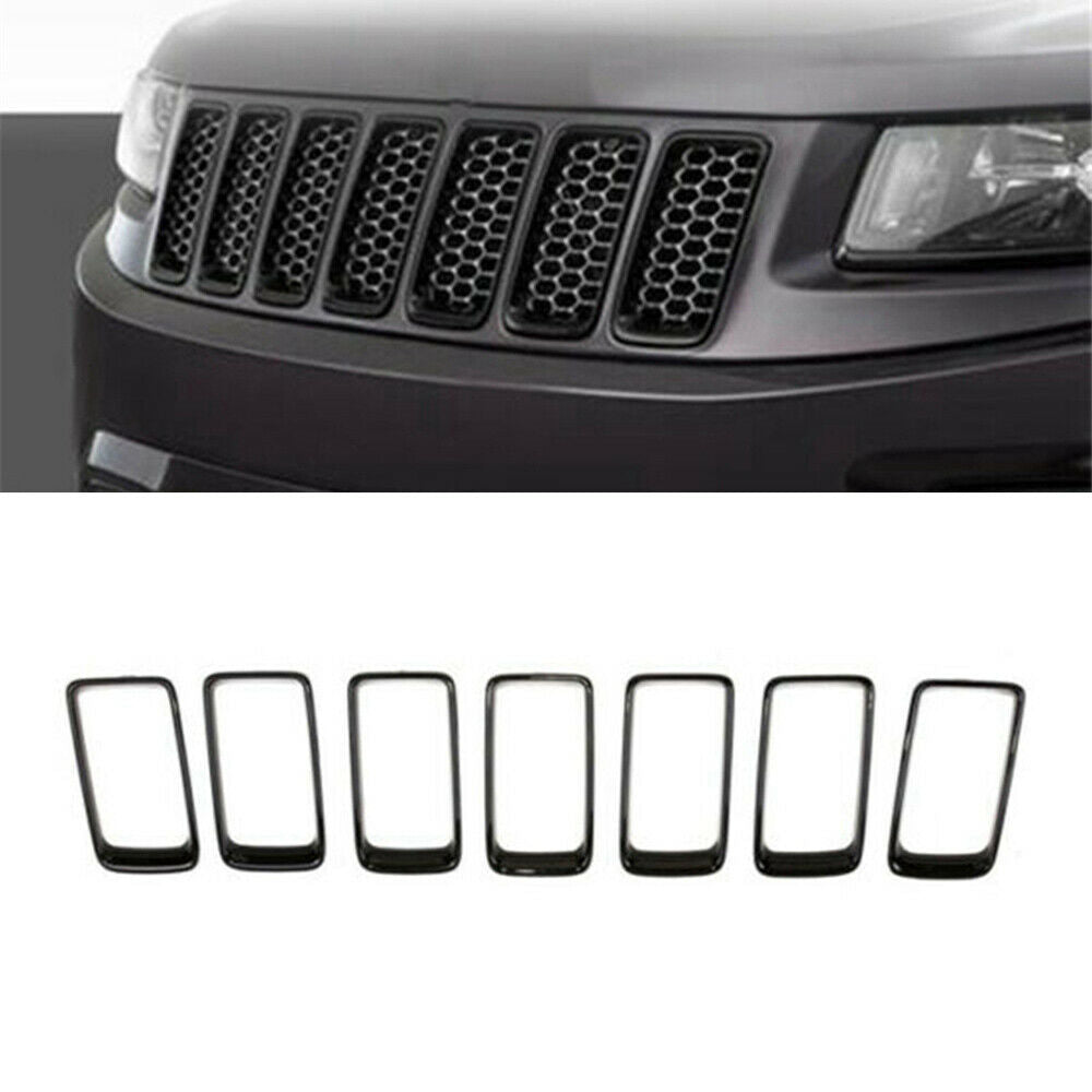 Gloss Black Front Grille Trim Ring Insert Trim For Jeep Grand Cherokee 2014-2016